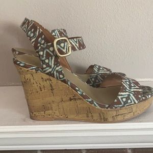 Christiano Siriano Teal Canvas Cork Wedges